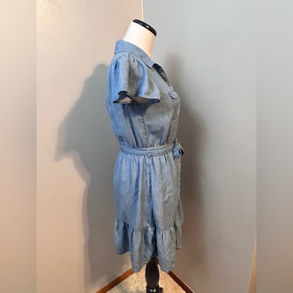 LC Lauren Conrad ruffle layered light denim like dress size XS - Picture 3 of 4